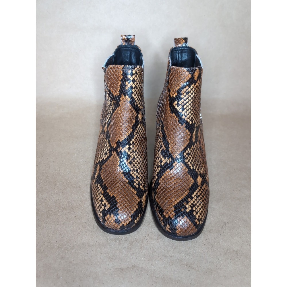 New Michele Lopriore Women's 37 Snakeskin Leather Chelsea Boots Italian Brown - Picture 5 of 8